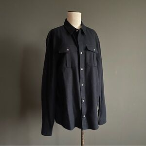 COS Black Wool Blend Shirt Jacket XL Minimalist Utility Overshirt Preppy Classic